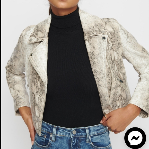 Dynamite Crop Faux Snakeskin Jacket